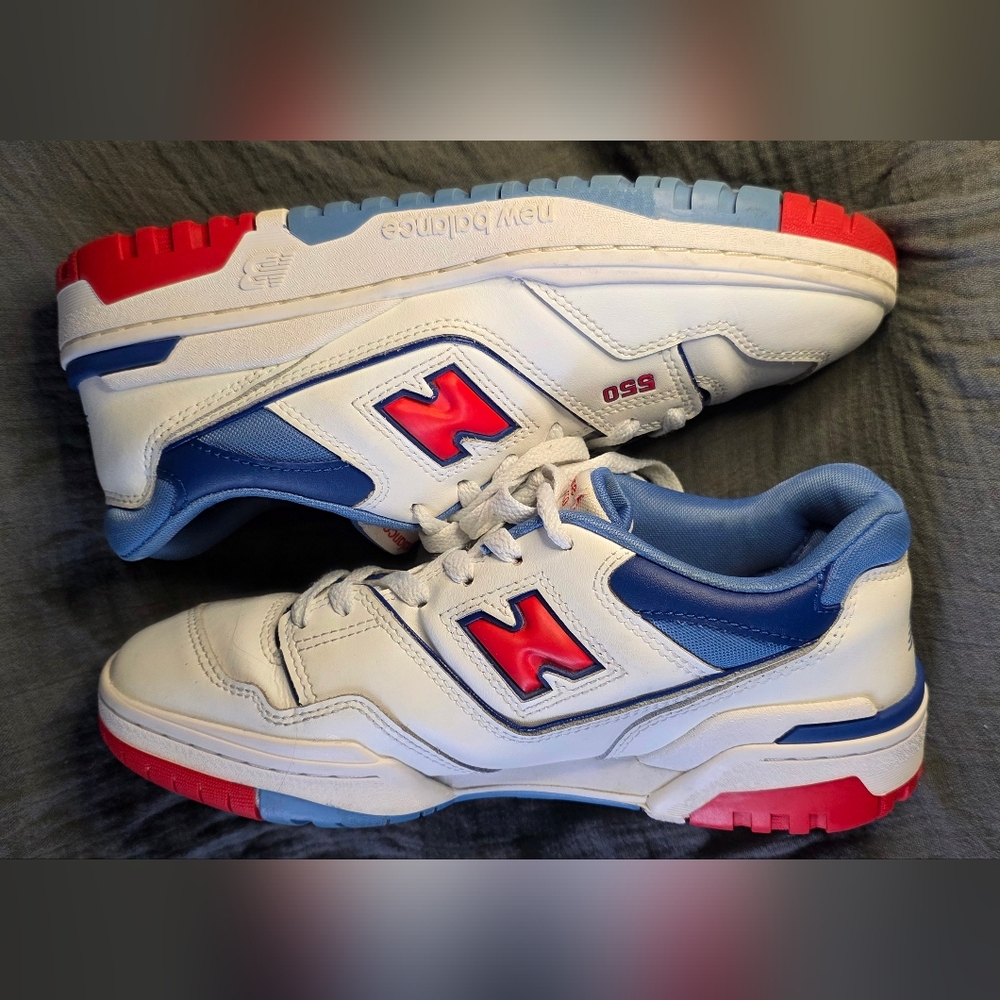 New Balance White and Blue Athletic Shoes